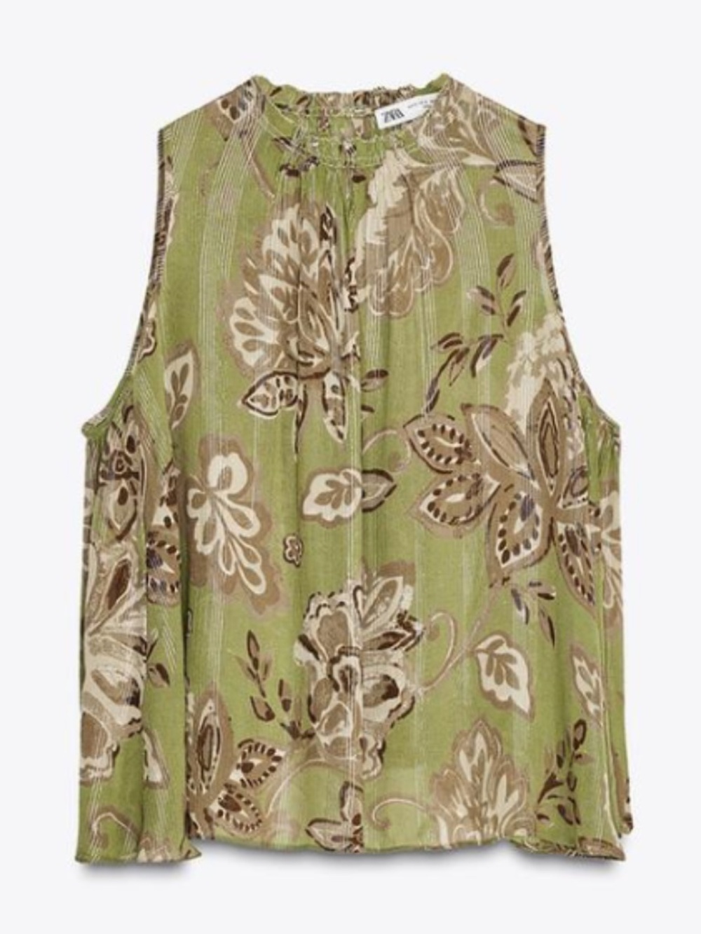 Zara Green Floral Swing Tank Blouse | Size XL